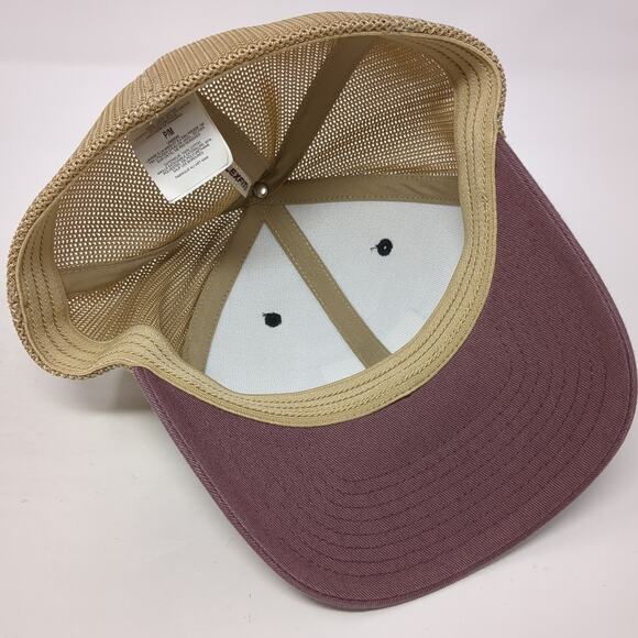 Columbia Fitted Trucker Hat Multicolor M Mesh Back Leather Patched 6 Panel - Picture 7 of 9